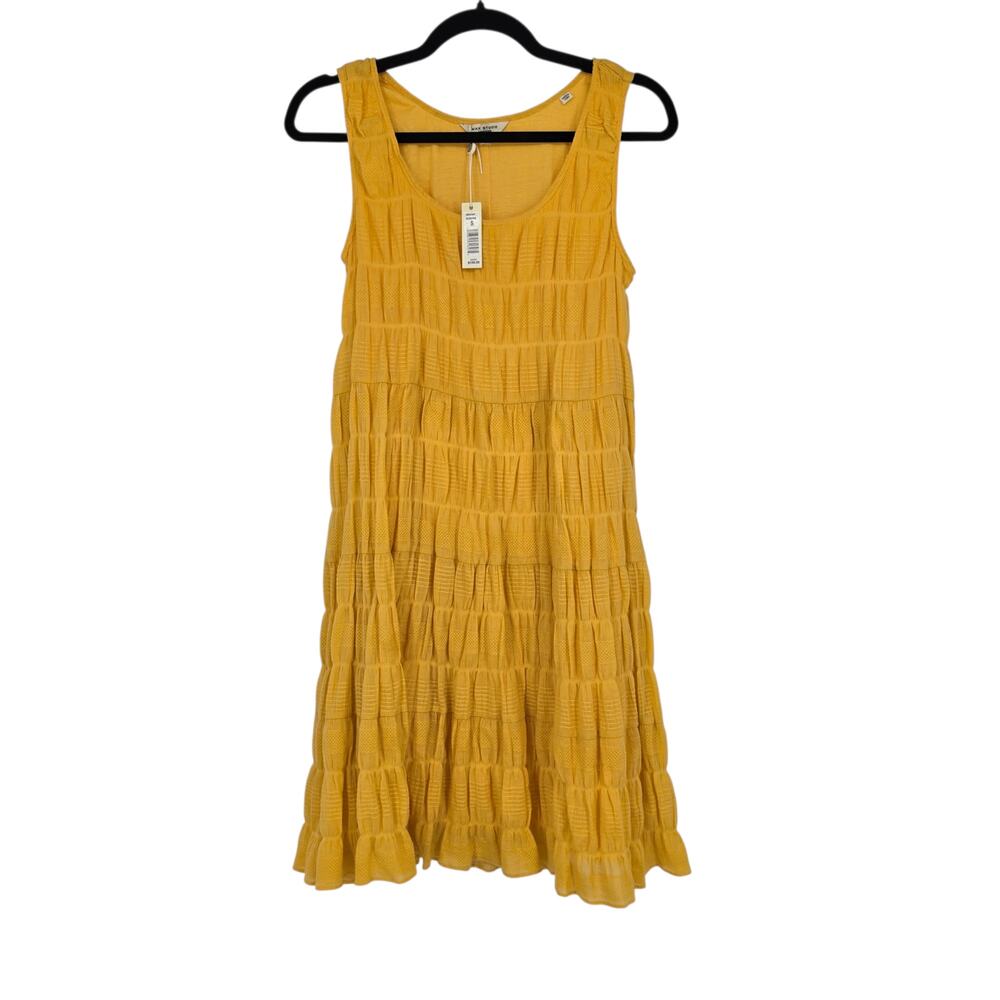 NWT Max Studio Sunshine Yellow Textured Tiered Sleeveless Swing Dress Size S